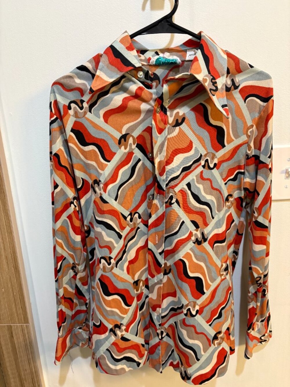 Vintage 70s Huk-A-Poo Disco Shirt Men’s S Psychedelic Print